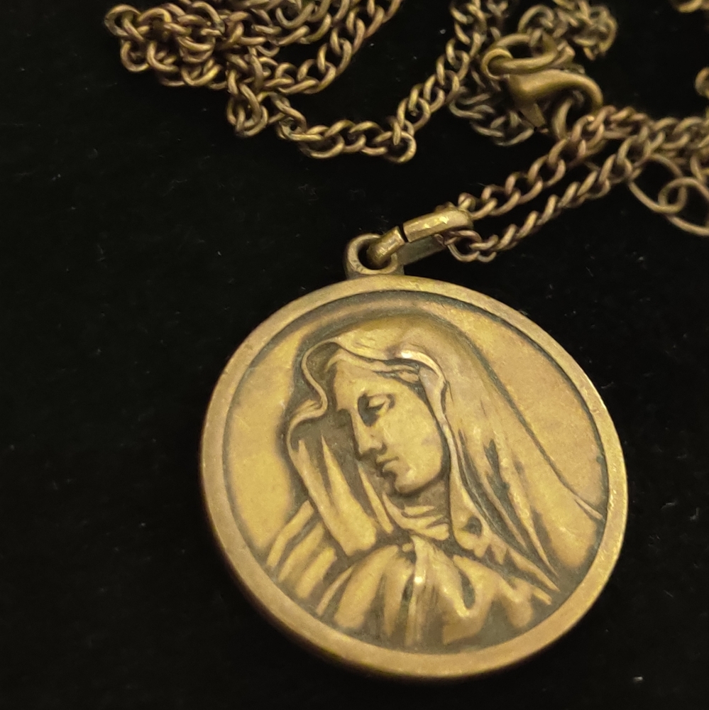Vintage Virgin Mary & St.Christopher Medallion Necklace